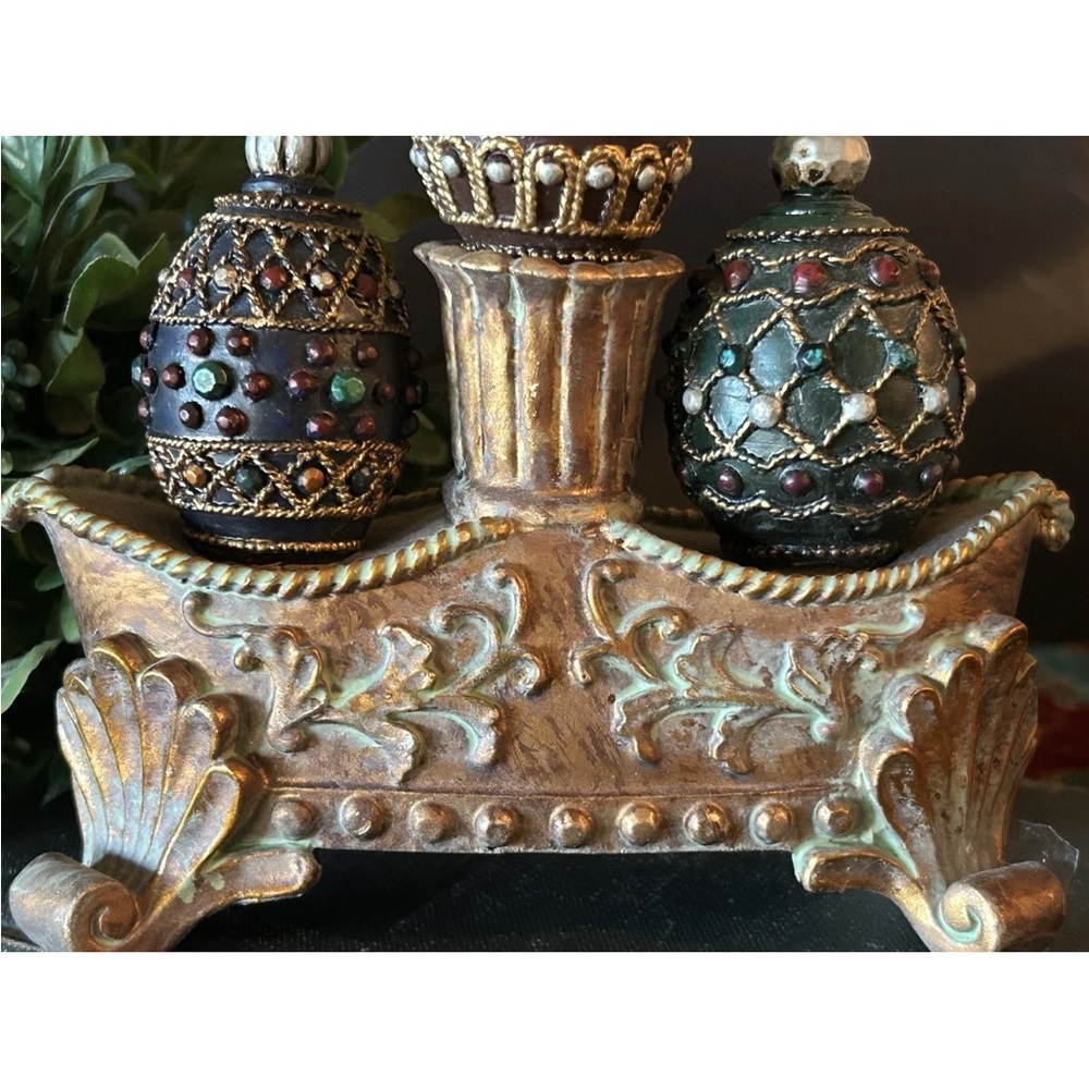 Egg Shaped Moroccan Style Wine Bottle Stoppers Cork Set w/ Holder Unique - Picture 6 of 11